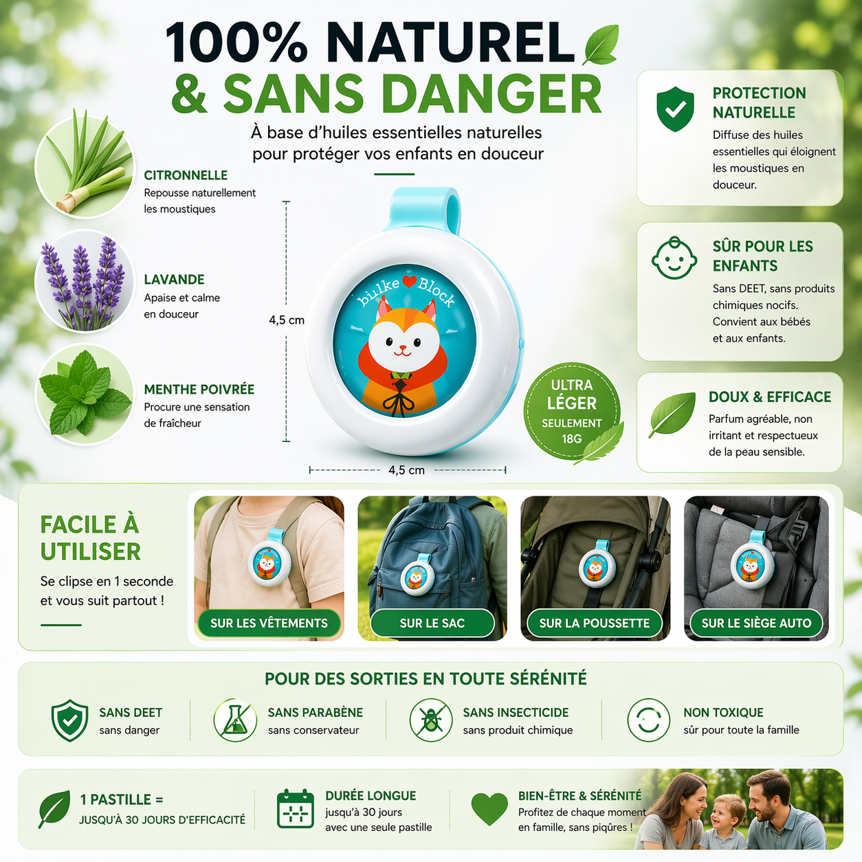 Clip anti-moustiques pour enfants – protection été