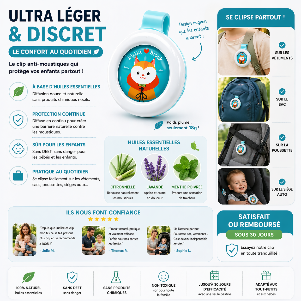 Clip anti-moustiques pour enfants – protection été