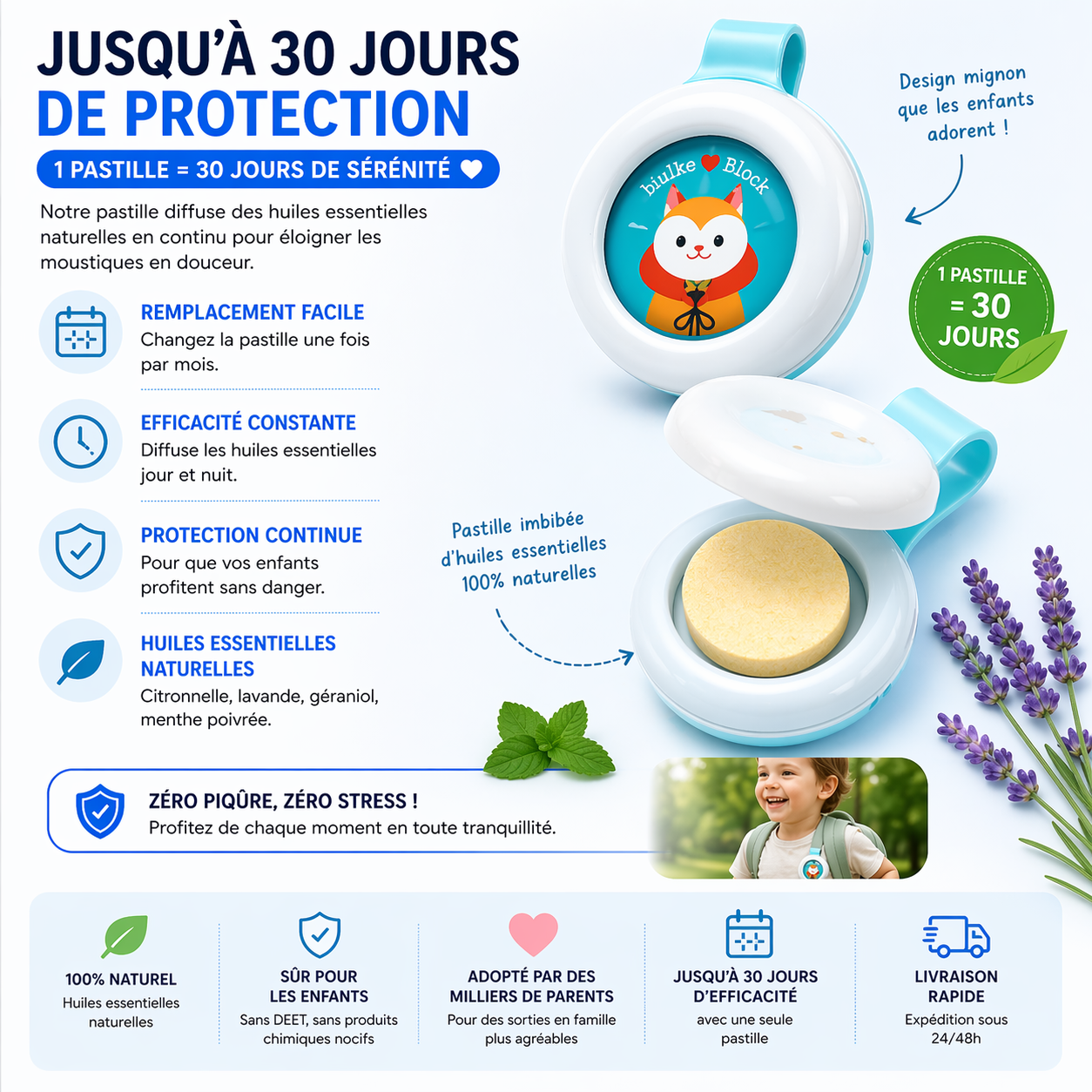 Clip anti-moustiques pour enfants – protection été